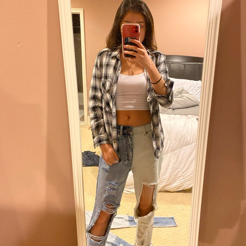 Two black and white flannels